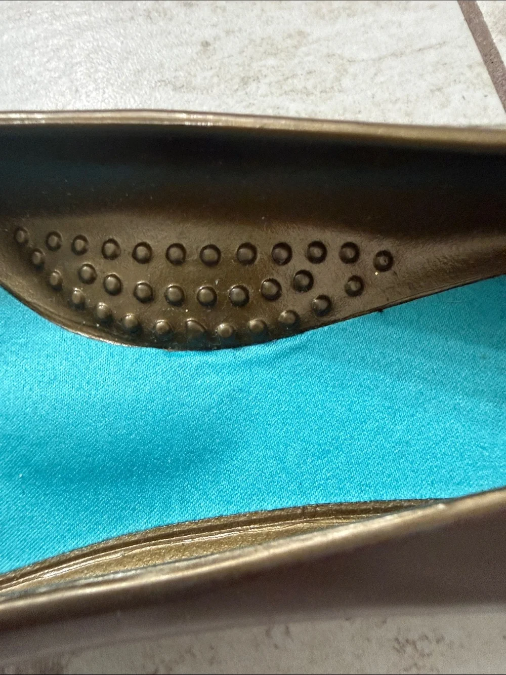 OKA b. Bronze Ballet Flats with Turquoise Insole..size 7…new